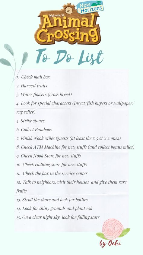 Animal Crossing To Do List Daily, Acnh Daily Routine, What To Do In Acnh, Acnh Reactions, Acnh To Do List, Acnh Daily Checklist, Animal Crossing Daily Checklist, Animal Crossing To Do List, Animal Crossing Names Ideas