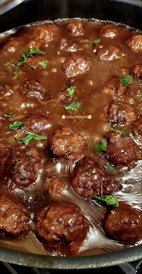 Southern Country Dinner Ideas, Southern Beef Recipes, Louisiana Meals, Cajun And Creole Recipes, Cajun Hamburger Steak, Cajun Meatball Stew, Louisiana Party Food, Cajun Meatball Stew Recipe, Southern Louisiana Recipes