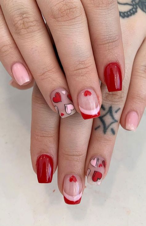 Valentine Nail Art Designs Unique, Cute Valentines Nails, Fab Mood, Mood Wedding, Valentines Nail Art Designs, Kids Nails, Nails Valentine, Valentine Nail, Classy Nail