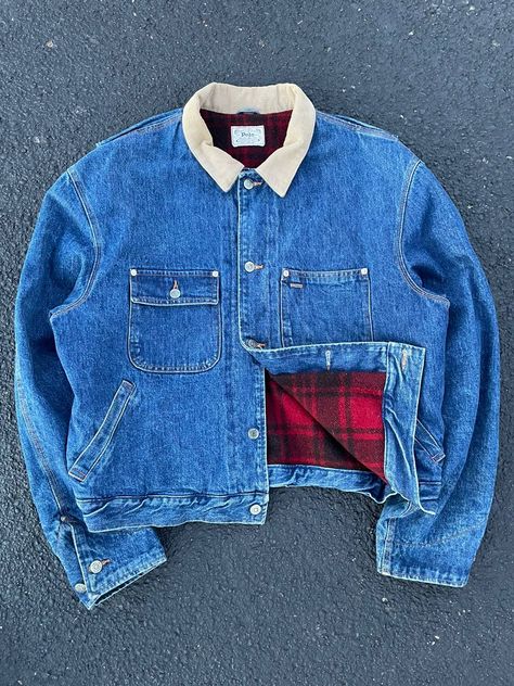 Polo Ralph Lauren Vintage Polo Ralph Lauren Denim Jacket Flannel Lined Men XL Ralph Lauren Denim Jacket, Buffalo Plaid Flannel, Ralph Lauren Vintage, Ralph Lauren Denim, Men's Outerwear, Vintage Polo Ralph Lauren, Vintage Polo, Mens Outerwear, Plaid Flannel