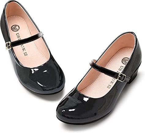 Amazon.com | MIXIN Girls Mary Jane Dress Shoes - Princess Ballerina Flats Low Heels for School Party Wedding, Back to School Shoes for Girls (Little Kid/Big Kids) (2 Big Kid, Noble Black, Numeric_2) | Flats Heels For School, Mary Jane Dress, Black School Shoes, Princess Ballerina, Shoes Princess, Shoe Advertising, Shoes For School, Zapatos Mary Jane, Back To School Shoes