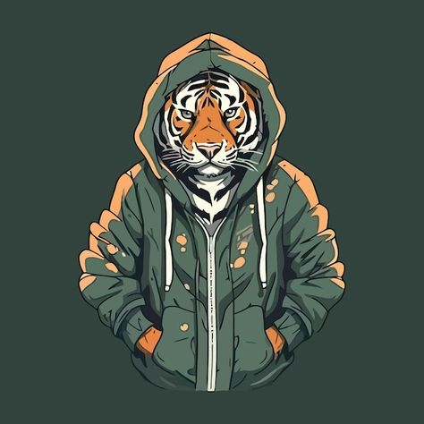 Tiger Illustration Design, Bag Print Design, Tigers Wallpaper, Diy Fashion Photography, Tiger Vector, Tiger Mascot, Wild Animal Wallpaper, Game Logos, Tiger Hoodie