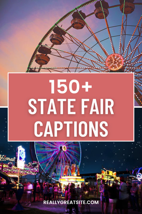 State Fair Instagram captions to make your feed as colorful as the midway! 🎡🍭 From cheesy corn dogs to thrilling rides, the fair is a goldmine for Insta-worthy moments. Whether you're a ferris wheel fanatic or a livestock show lover, we've got captions that'll do your pics justice. Grab your bestie, some cotton candy, and get ready to snap, caption, and share the magic of fair season. County Fair Captions Instagram, Ferris Wheel Captions For Instagram, Carnival Quote, Festive Captions, Fair Captions Instagram, Creative Captions, Fair Quotes, Fair Season, Texas Quotes