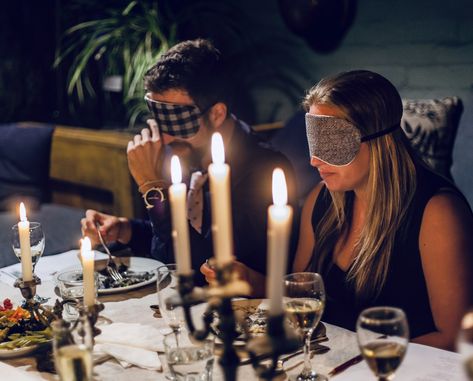 A romantic dinner idea that's different: #DineInTheDark by Private Chefs. Blindfolded dinners turn the act of eating into a fun little game. You and your dinner date can try to guess which ingredients have been used in the dish, have a little banter over your disagreements, and share your different experiences of each dish. Interested to know more? Click the link to find out more! #valentines_day #surprise #experience #fun #adventure #thrill #darkdining #valentines Three Course Meal, Unique Proposals, Proposal Pictures, Graduation Dinner, Sense Of Sight, Book Vibes, Love Is Blind, Private Chef, Fun Adventure