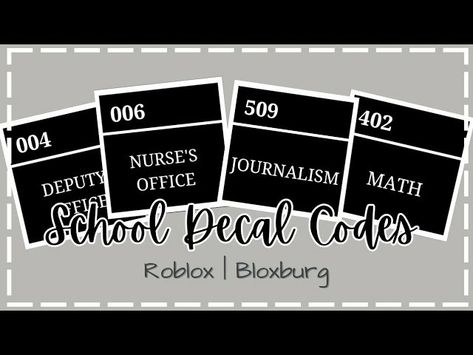 Bloxburg Classroom Sign Decals, Bloxburg School Ideas Decals, Bloxburg English Classroom Decals, Bloxburg Biology Decals, Bloxburg School Layouts 2 Story Big, Science Class Decals Bloxburg, Adress Number Decal Bloxburg, Bloxburg School Classroom Decals, Bloxburg Music Class Decals