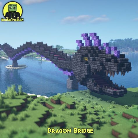 Cool Bridges In Minecraft, Cool Minecraft Bridge Ideas, Dragon Bridge Minecraft, What Build In Minecraft, Minecraft Theme Builds, Dragon Builds Minecraft, Minecraft Builds Bridge, Minecraft Bridges Ideas, Minecraft World Themes