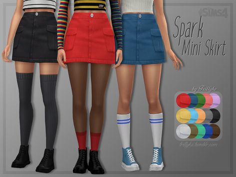 Spark Mini Skirt - Tumblr Exclusive Maxis Match cargo mini skirts. Toddler to adult conversion. I know it was already made by others, but this might be a tad different, since I used another mesh, plus... Sims 4 Cargo Skirt, Sims 4 Cc Cargo Skirt, Hair Men Style, Cc Clothes, Sims 4 Mm Cc, Sims 4 Expansions, Tumblr Sims 4, Sims 4 Teen, Sims 4 Dresses