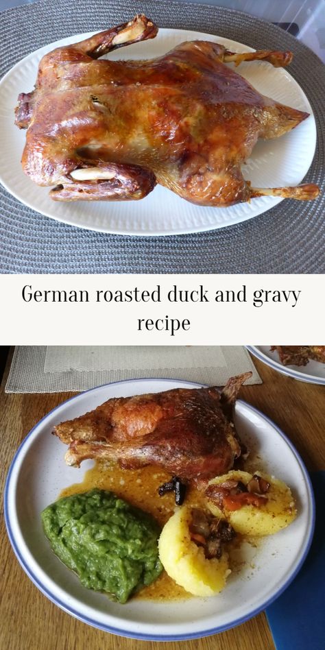 Duck Gravy Recipe, Christmas Roast Duck, Roast And Gravy, Duck Roast, Roasted Duck Recipes, Easy German Recipes, Goose Recipes, German Food Authentic, Roasted Duck