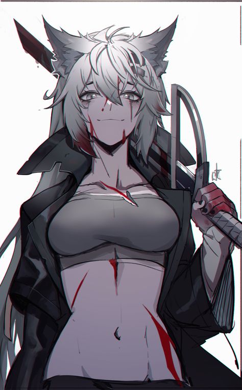 Lappland Arknights, Wolf Ears, Wolf Girl, Gray Eyes, Anime Wolf, Bleach Anime, Animal Ears, Female Character Design