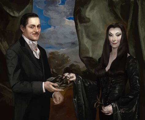 Morticia & Gomez Addams by Denver Balbaboco Gomez And Morticia Addams, Supreme Tshirt, Morticia And Gomez Addams, Tshirt Dresses, Polo Tshirts, Gomez And Morticia, Design Tshirts, Carolyn Jones, Tshirts Design