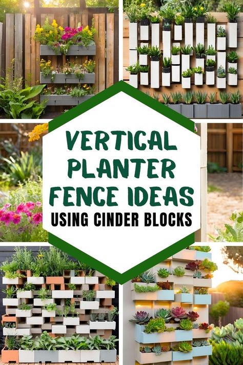 Cinder Block Fence Ideas Cinder Block And Wood Fence, Cinder Blocks, Vertical Planter, Cinder Block, Fence Ideas, Wood Fence, Fence, Outdoor Space, Things To Come