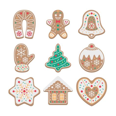 Collection of Cute Gingerbread Cookies with Color Frosting Gingerbread Cookies Colorful, Gingerbread Cookie Illustration, Gingerbread Man Tattoo, Gingerbread Cookies Drawing, Christmas Glass Painting, Christmas Cookie Art, Cute Gingerbread Cookies, Color Frosting, Winter Doodles