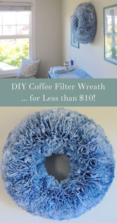 DIY dyed coffee filter wreaths are easy and oh-so-affordable!  Check out this beginner friendly DIY coffee filter wreath tutorial to make your dyed wreath for under $10!    http://www.homebeautifully.com/dyed-coffee-filter-wreath/ Winter Door Hangers, Diy Wreath Tutorial, Coffee Filters Diy, Diy Hangers, Front Door Wreaths Diy, Degree Display, Coffee Filter Roses, Coffee Filter Wreath, Diy Dye