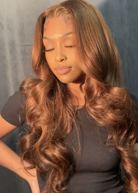 Color For Black Hair, Honey Brown Hair, Brown Hair Dye, Brown Hair Inspo, Ginger Hair Color, Dyed Hair Inspiration, Dyed Natural Hair, Front Lace Wigs, Pretty Hair Color