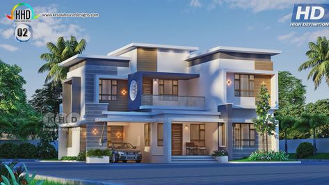 Elegant house in Thalassery, Kerala - Kerala Home Design and Floor Plans - 9K+ Dream Houses 4 Bedroom Duplex House Plans, Flat Roof House Designs, Kerala Home Design, Kerala Home, Elegant House, Bedroom Unique, Flat Roof House, Indian House, Porch Sitting