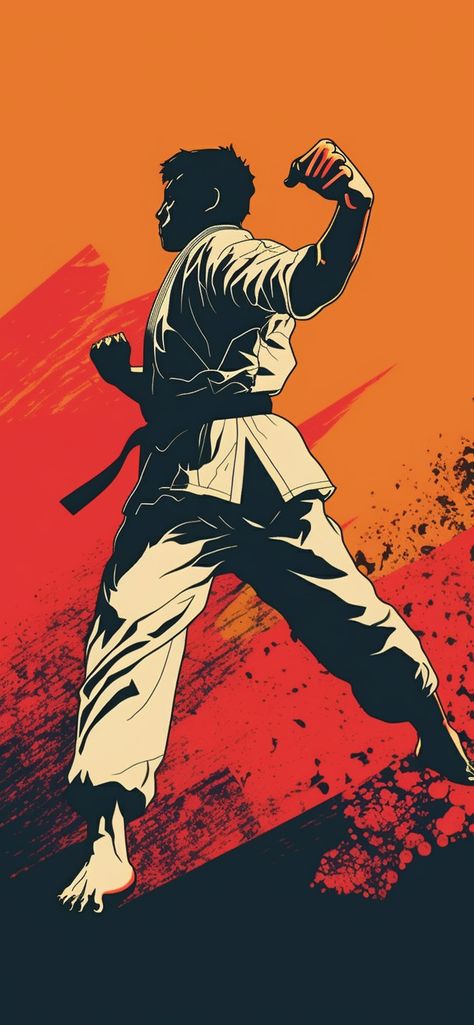 Karate Aesthetic Wallpaper, Karate Wallpaper, Karate Aesthetic, Karate Movies, Orange Wallpapers, Martial Arts Gi, Aesthetic Wallpaper For Iphone, Tkd Taekwondo, Karate Gi