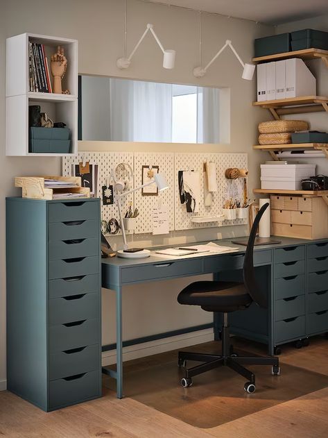 ALEX desk, gray-turquoise, 393/8x187/8" - IKEA Alex Ikea Desk, Alex Ikea Drawers, Ikea Home Office Ideas, Ikea Alex Desk, Alex Desk, Ikea Home Office, Ikea Alex Drawers, Alex Drawer, Ikea Drawers