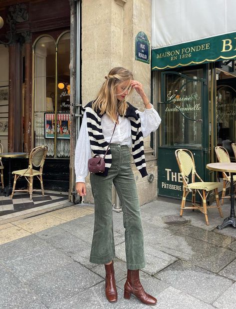 8 Ways To Wear Corduroy Pants For Stylish Looks | Chic Pursuit: The Best In Styling, Luxury Fashion & Beauty Green Pants Outfit, Green Pants, Europe Trip, Looks Chic, 70s Inspired, 가을 패션, Outfit Inspo Fall, Fashion 2024, Inspired Fashion