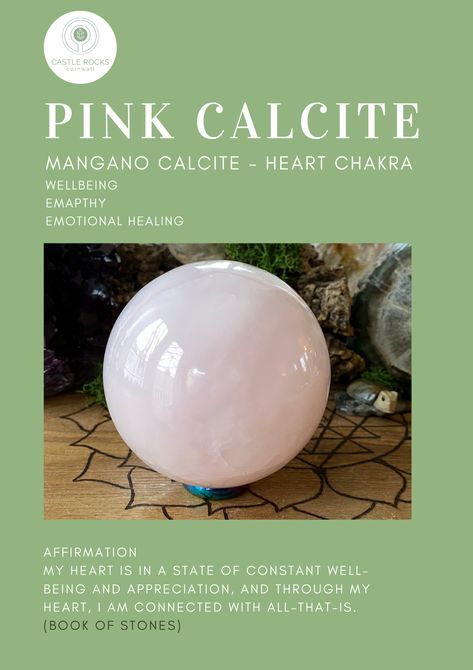 Pink Calcite Meaning, Pink Calcite Crystal Meaning, Cosmic Goddess, Pink Mangano Calcite, Crystal Magick, Gemstones Chart, Pink Calcite, Mangano Calcite, Soft Power