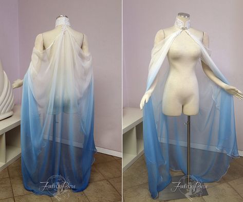 Blue/White Ombre Silk Elven Cape 100% Silk | Etsy Elven Cape, Fae Fashion, Firefly Path, Wedding Cloak, Elven Dress, Blue Cape, Ren Fest, Fantasy Clothes, Marine Uniform