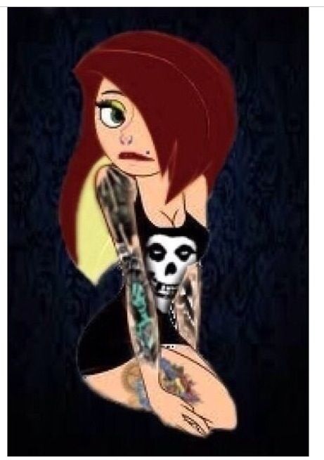 Punk Disney Kim Possible Emo Disney Characters, Disney Punk Edits, Emo Disney Princess, Punk Disney Characters, Gothic Disney, Disney Gone Bad, Emo Disney, Hipster Disney, Punk Edits