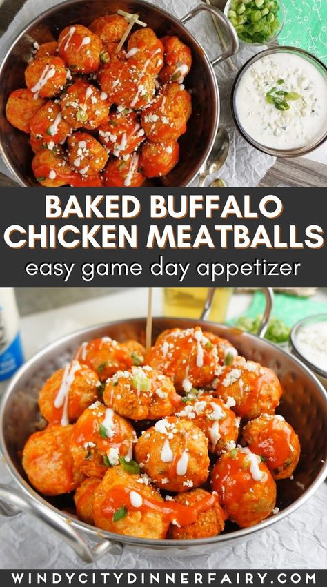 Fried Buffalo Wings, Buffalo Meatballs, Buffalo Fries, Low Calorie Chicken, Buffalo Chicken Meatballs, Baked Buffalo Chicken, Chicken Meatball Recipes, Appetizer Meatballs, Hot Appetizers