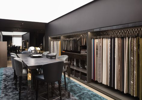 Minotti London doubles its display space Curtain Showroom, Fabric Showroom, Retail Store Layout, Curtain Designs For Bedroom, Fabric Library, Furniture Store Design, Fabric Store Design, Store Plan, Showroom Inspiration