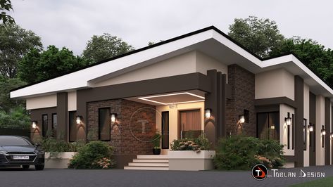 Luxury Bungalow Exterior, Single Floor House Design, Modern Bungalow Exterior, Land Design, Building Design Plan, Modern Bungalow House Design, Family Lounge, One Storey House, Plot Of Land