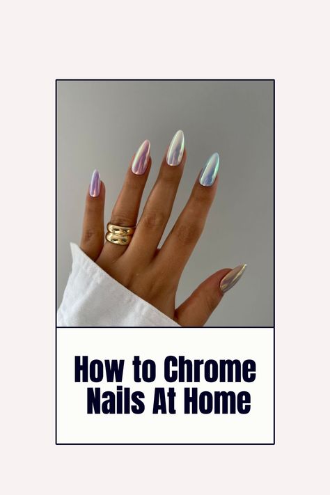 Step up your nail game with this easy tutorial on how to achieve stunning chrome nails! Perfect for any occasion, make your nails stand out with a mesmerizing chrome finish. #ChromeNails #NailArt #DIY Spring Nails 2024 Trends Chrome, Chrome Nails Step By Step, How To Put Chrome Powder On Nails, How To Add Chrome To Nails, Diy Chrome Nails At Home, Diy Chrome Nails Eyeshadow, How To Chrome Nails At Home, How To Chrome Nails, How To Do Chrome Nails Step By Step