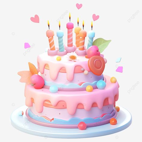 Birthday Cake Cartoon, Birthday Cake Png, Birthday Cake Pink, 3d Birthday Cake, Cake Cartoon, Cake Clipart, Cake Templates, 3d Png, Cartoon 3d