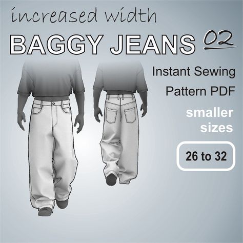 Baggy Jeans Pattern, Jeans Template, Phat Pants, Patterned Jeans, Baggy Denim, Jumpsuit Jacket, Loose Fit Jeans, New Rock, Cape Coat