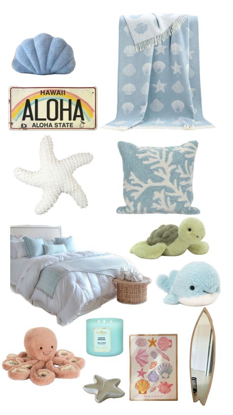 Room Ideas Aesthetic Ocean Theme, Ocean Themed Bedroom Aesthetic, Sea Themed Bedroom, Ocean Themed Room, Ocean Themed Rooms, Ocean Bedroom, Ocean Room Decor, Ocean Themed Bedroom, Room Wishlist