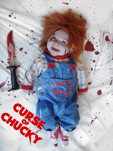 Baby toddler halloween costume curse of chucky Fantasia Halloween Bebe, Chucky Baby Costume, Baby Chucky Costume, Curse Of Chucky, Chucky Halloween Costume, Toddler Halloween Costume, Infant Outfits, Queen Of Halloween