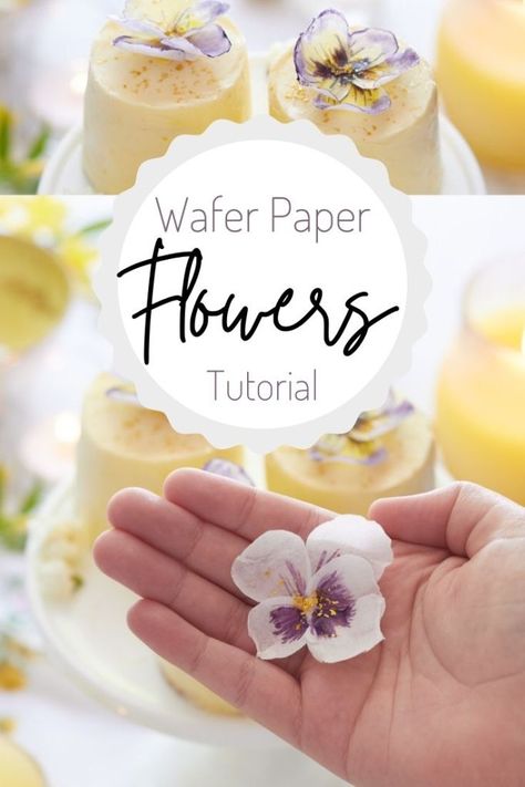 Edible Wafer Paper Cake, Wafer Paper Flowers Tutorial How To Make, Edible Flower Cake Decoration, Wafer Flowers Tutorial, Cake With Wafer Paper Flowers, How To Make Wafer Paper Flowers, Wafer Paper Decorations, Wafer Paper Flowers Cake, Rice Paper Flowers Tutorial