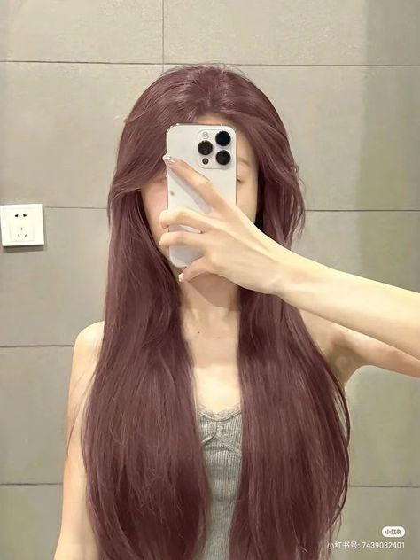 Pink Lavender Hair, Pinkish Brown Hair, Cool Hair Designs, Korean Hair Color, Girl Hair Colors, Hair Style Korea, Cherry Brown, Hair Tint, Long Hair Pictures