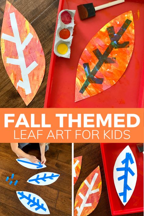 Fall Themed Tape Resist Art Activity - Toddler Approved Turkey Tape Resist Art, Prek Art Projects Fall, Fall Harvest Preschool Activities, Fall Pre K Activities, Fall Preschool Art, Fall Process Art, Preschool Fall Crafts, Tape Resist Art, Leaf Activities