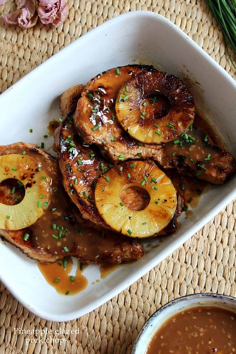 Curry Pork Chops, Baked Pork Steak, Glazed Pork Chops Recipes, Pineapple Pork Chops, Pork Chop Recipes Grilled, Marinated Pork Chops, Pineapple Glaze, Breaded Pork Chops, Pork Chop Recipes Baked