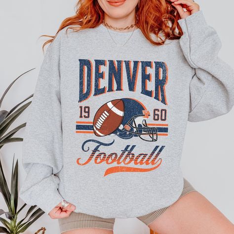 Vintage Denver Football Sweatshirt, Retro Broncos Football Sweatshirt, Throwback Broncos Crewneck Sweatshirt for Football Fans, Football Tee College Football Outfits, Football Outfit, Broncos Football, Football Tee, Football Sweatshirt, Football Tees, Football Outfits, Football Fans, Football Shirt