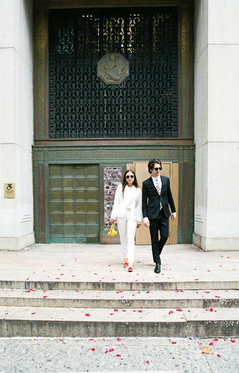 Unique Wedding Ideas 2018 For The Unconventional Bride Cool Girl Wedding, Nyc City Hall Wedding, Unconventional Bride, City Hall Wedding Photos, How To Get Married, Unique Wedding Ideas, Unconventional Wedding, City Hall Wedding, Celebrity Homes