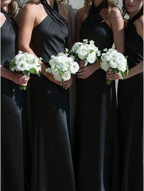 Napa | California — Laurie Arons Special Events Black Dress Bridesmaid Bouquet, Black Bridesmaid Dresses With White Flowers, Black And White Bridal Bouquet, Black And White Bridesmaid Dresses, Stanly Ranch, Jordan Wedding, Bridesmaid Bouquet White, Black Bridesmaid, Victoria Wedding