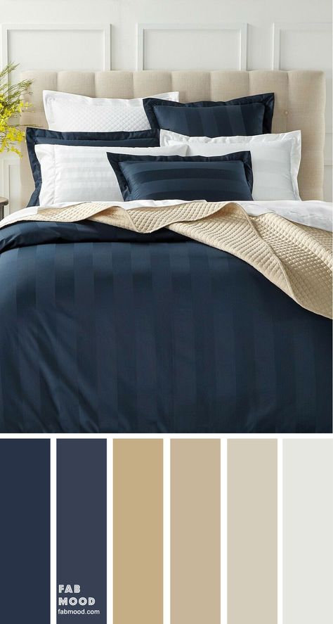 Bedroom color scheme ideas will help you to add harmonious shades to your home which give variety and feelings of calm. From beautiful wall colors... Color Scheme For Bedroom, Blue Bedroom Colors, Jungle Bedroom, Navy Bedrooms, Dark Blue Bedrooms, Blue Bedroom Walls, Navy Blue Bedrooms, Bedroom Colour Palette, Calming Bedroom