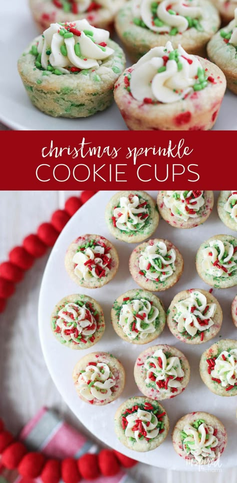 Easy To Make Christmas Cookies, Christmas Crock, Cookie Holiday, Cooking Christmas, Cookie Cups Recipe, Dessert Holiday, Christmas Cookie Recipe, Cookie Christmas, Christmas Sprinkles