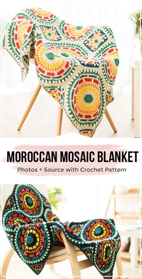 crochet Moroccan Mosaic Blanket pattern #crochet #blanket #freecrochetpattern via @shareapattern.com Motifs Afghans, Mosaic Blanket, Crochet Bobble, Crochet Blanket Pattern Easy, Confection Au Crochet, Crochet Geek, Easy Crochet Blanket, Crochet Blanket Afghan, Moroccan Mosaic