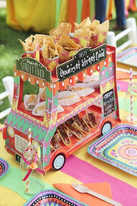 Mexican Fiesta Party | CatchMyParty.com Mexican Fiesta Birthday Party, Adorable Food, Mexican Birthday Parties, Mexican Fiesta Party, Fiesta Birthday Party, Mexican Birthday, Fiesta Party Decorations, Fiesta Theme Party, Taco Party