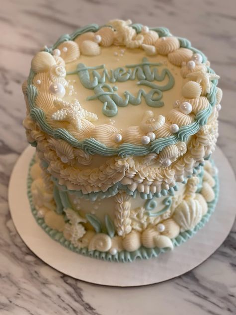 Beachy Cake, Birthday Core, Twenty Fine, 21st Bday Cake, Beach Birthday Cake, Ocean Cake, Birthday 15, Bolo Vintage, Ocean Theme Birthday