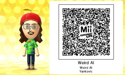 Weird Al Yakovic xD One of the miis on my islands Tomodachi Life Qr Codes Male, Mii Characters Aesthetic, Tomodachi Life Qr Codes, Wii Characters, Mii Qr, Tomodachi Life, Space Dandy, Weird Al, Life Code