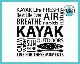 Kayaking svg | Etsy Kayak Decor, Kayaking Quotes, Kayak Stickers, Subway Art Printables, Typographic Art, Silhouette Photos, Subway Art, Cricut Craft Room, Make Happy