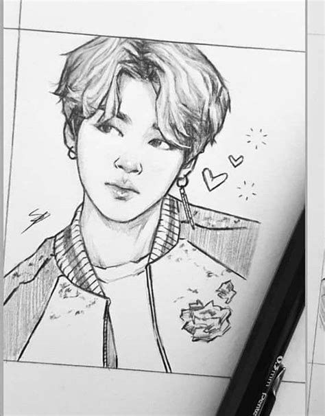 Jimin ( BTS )💚 Angels Drawing, Sketch Kpop, Art Drawing Sketch, 얼굴 그리기, Fanart Bts, Kpop Drawings, Art Drawings Sketches Creative, Pencil Art Drawings, Bts Drawings