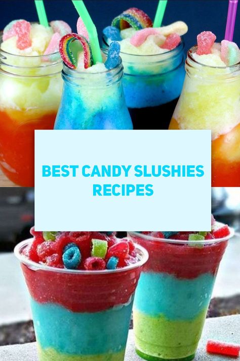 If you love Skittles, Jolly Ranchers or Laffy Taffies, you'll love our collection of best candy slushies recipes, alcoholic & non-alcoholic candy slushies! Candy Slushies, Alcoholic Candy, Alcoholic Slushies Recipes, Slushies Recipes, Candy Alcohol Drinks, Alcoholic Slush Recipes, Alcoholic Slushies, Alcohol Candy, Slushy Drinks