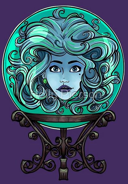 Haunted Mansion Artwork, Disney Villain Tattoo Ideas, Madame Leota Art, Madam Leota Tattoo, Madame Leota Tattoo, Disney Haunted Mansion Art, Eddie Printer, Madam Leota, Disneyland Art